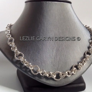 “Adrienne” Hand-Woven Neck Chain with Twisted Rings