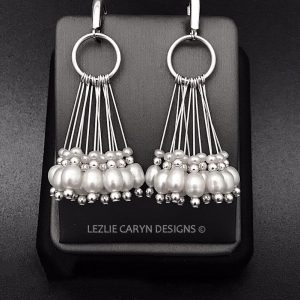 Cascading Pearl Droplet Earrings in Sterling Silver
