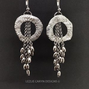 “Rain Droplets, Rain Clouds ” Hand-Textured Earrings