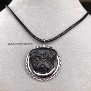 Black Pug Pendant with a Twist