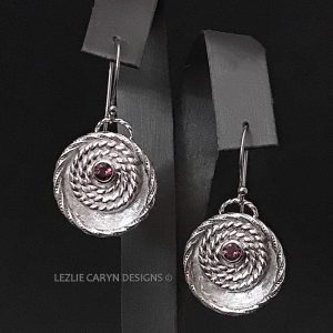 Round Rosette Earrings with Gemstone