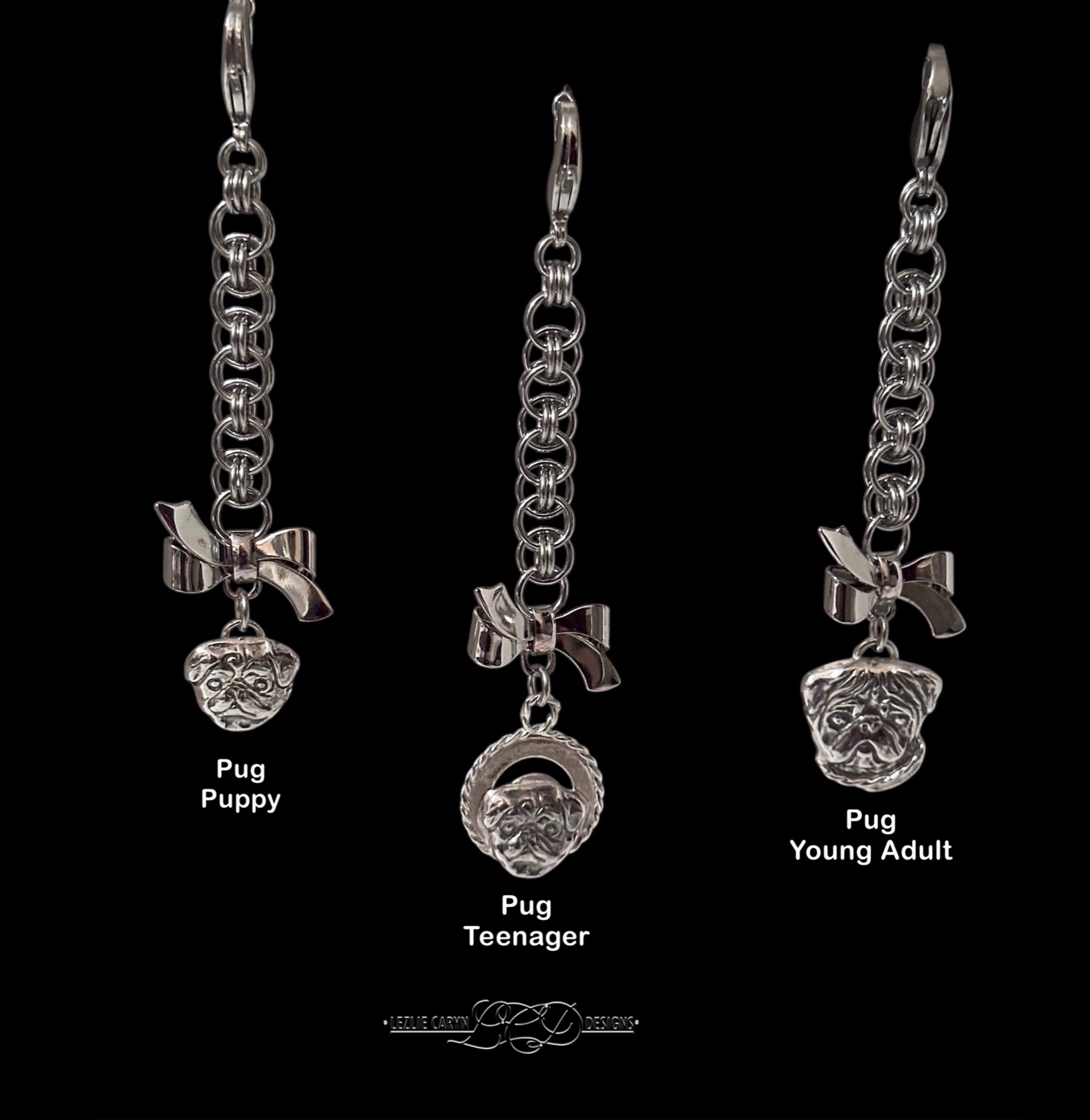 Pug Zipper Pulls & Handbag Charms