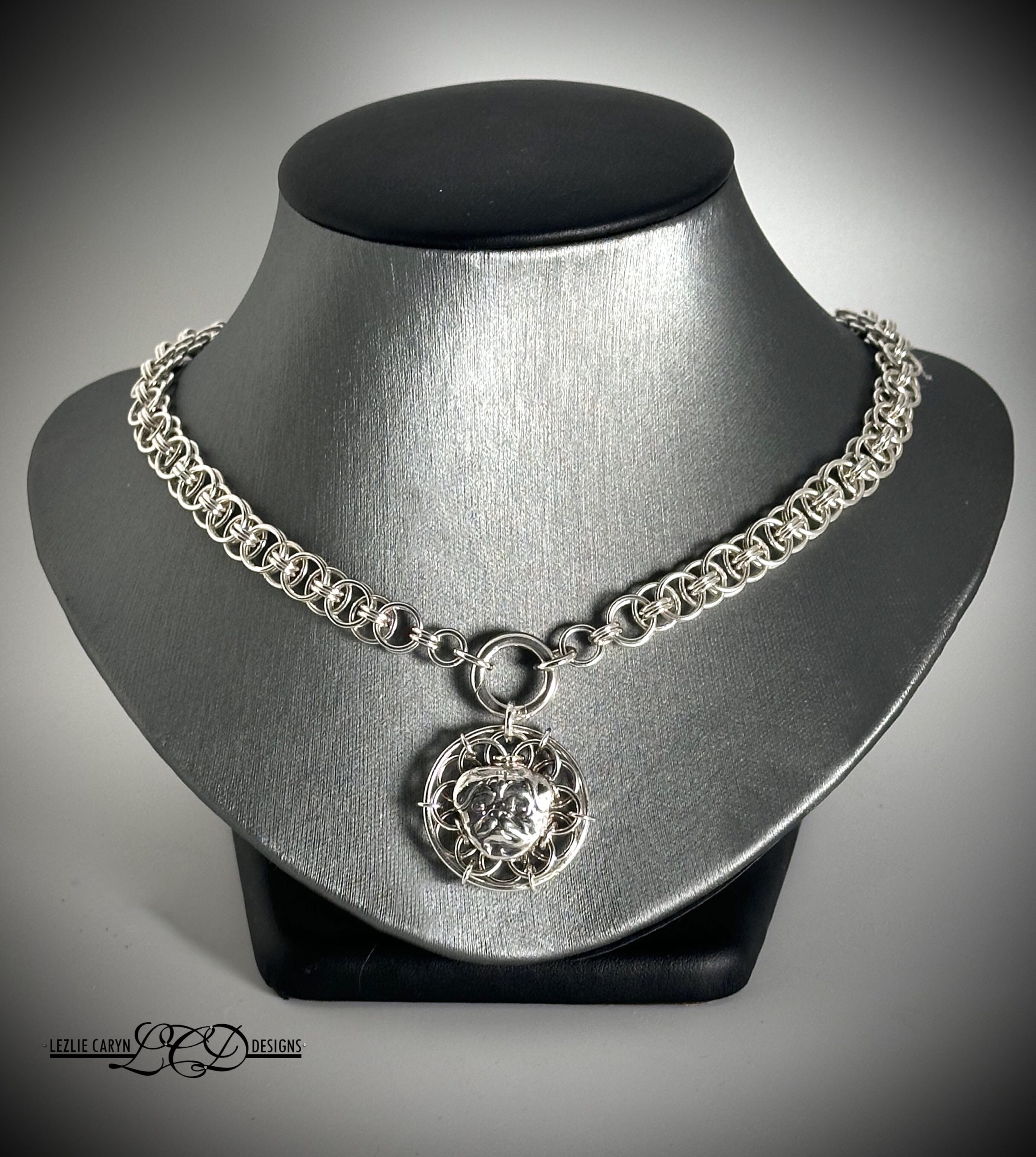 Alison Chain with Reversible Pug Puppy Pendant - Set