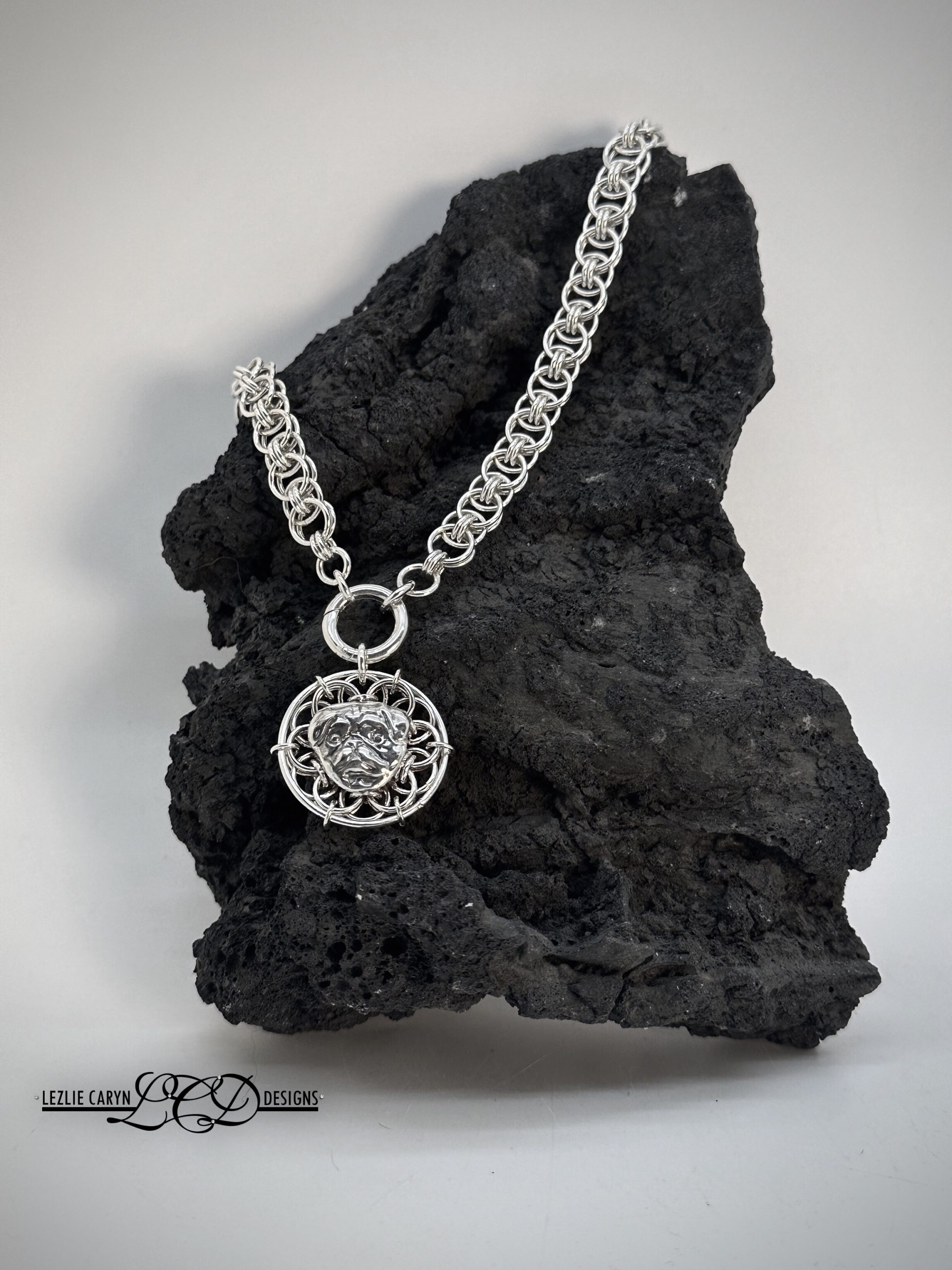 Alison Chain with Reversible Pug Puppy Pendant - Set - Image 2