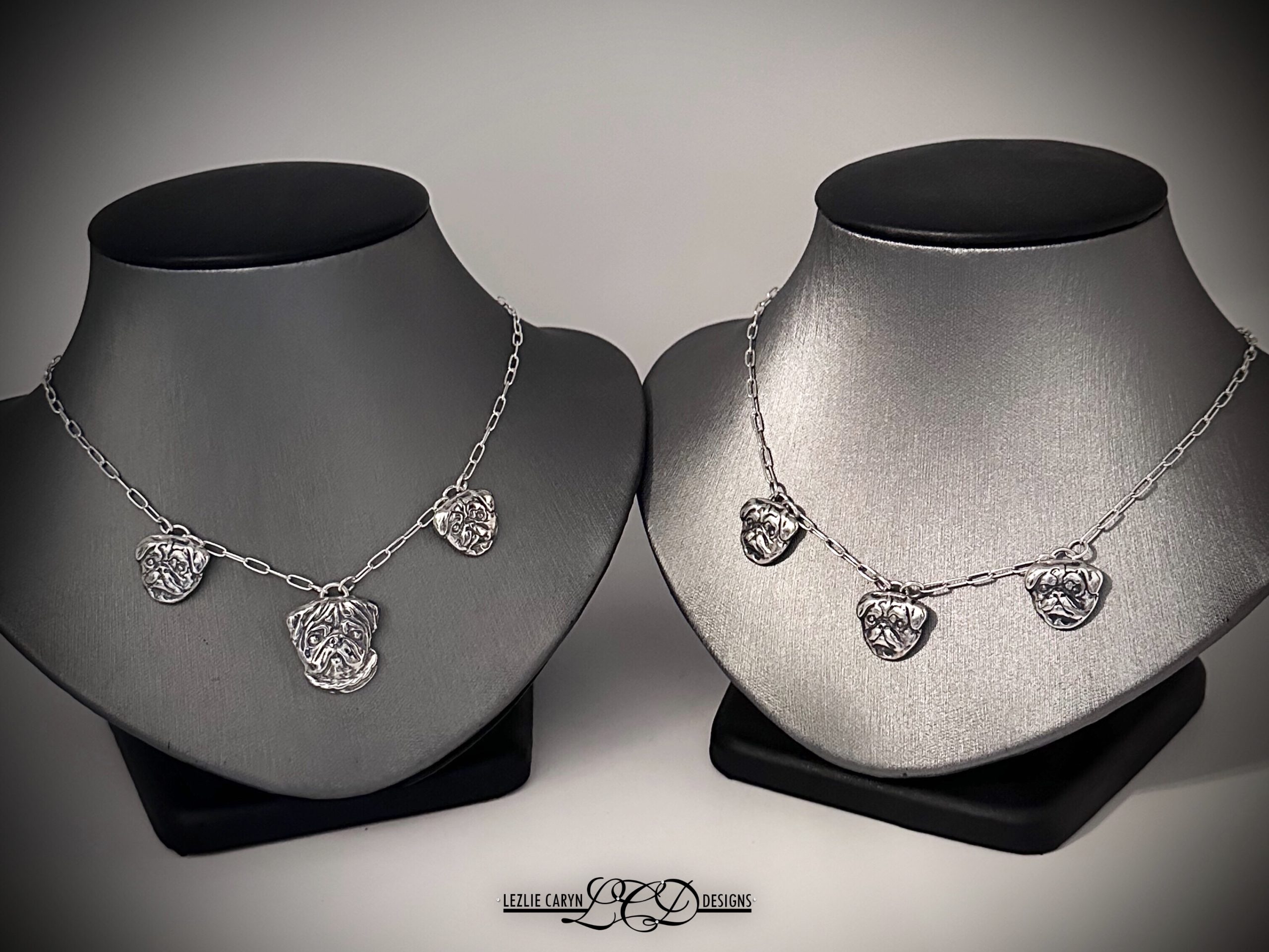 Pug Puppy Necklace on Paper Clip Chain - Image 3