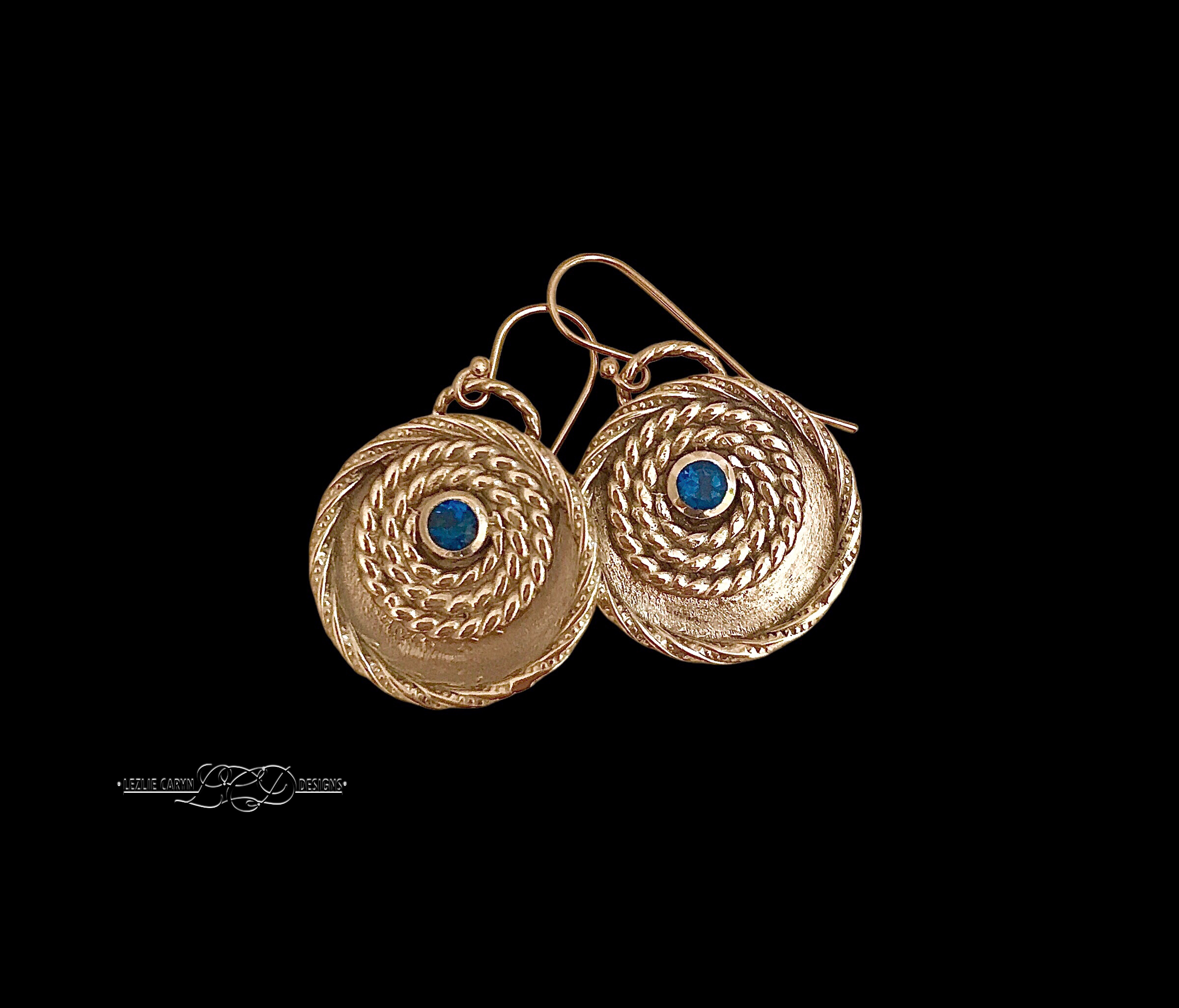 Round Rosette Earrings with Gemstone - Image 4