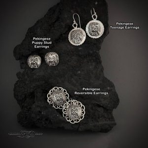 Alison Reversible Pekingese Puppy Earrings