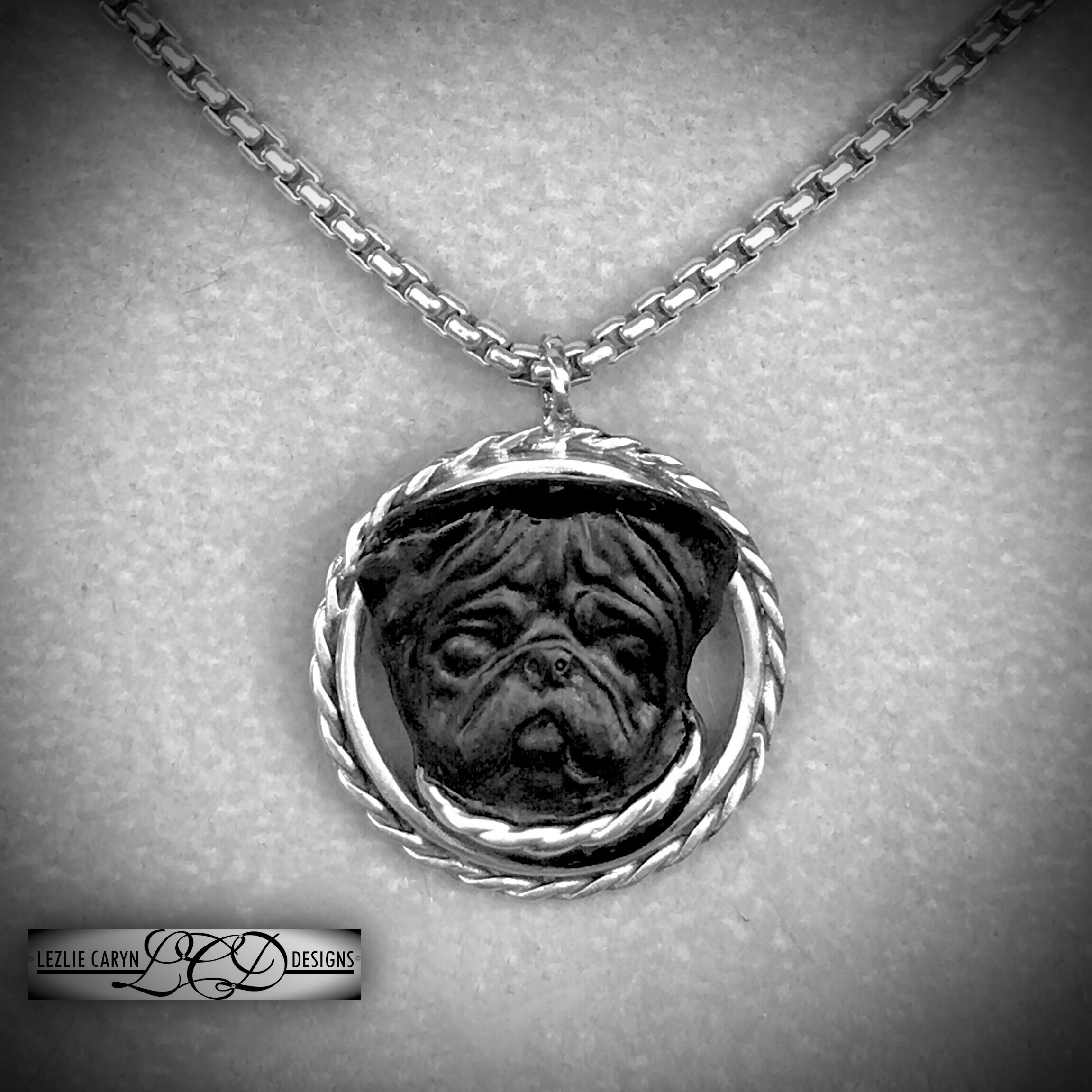Black Pug Pendant with a Twist - Image 3