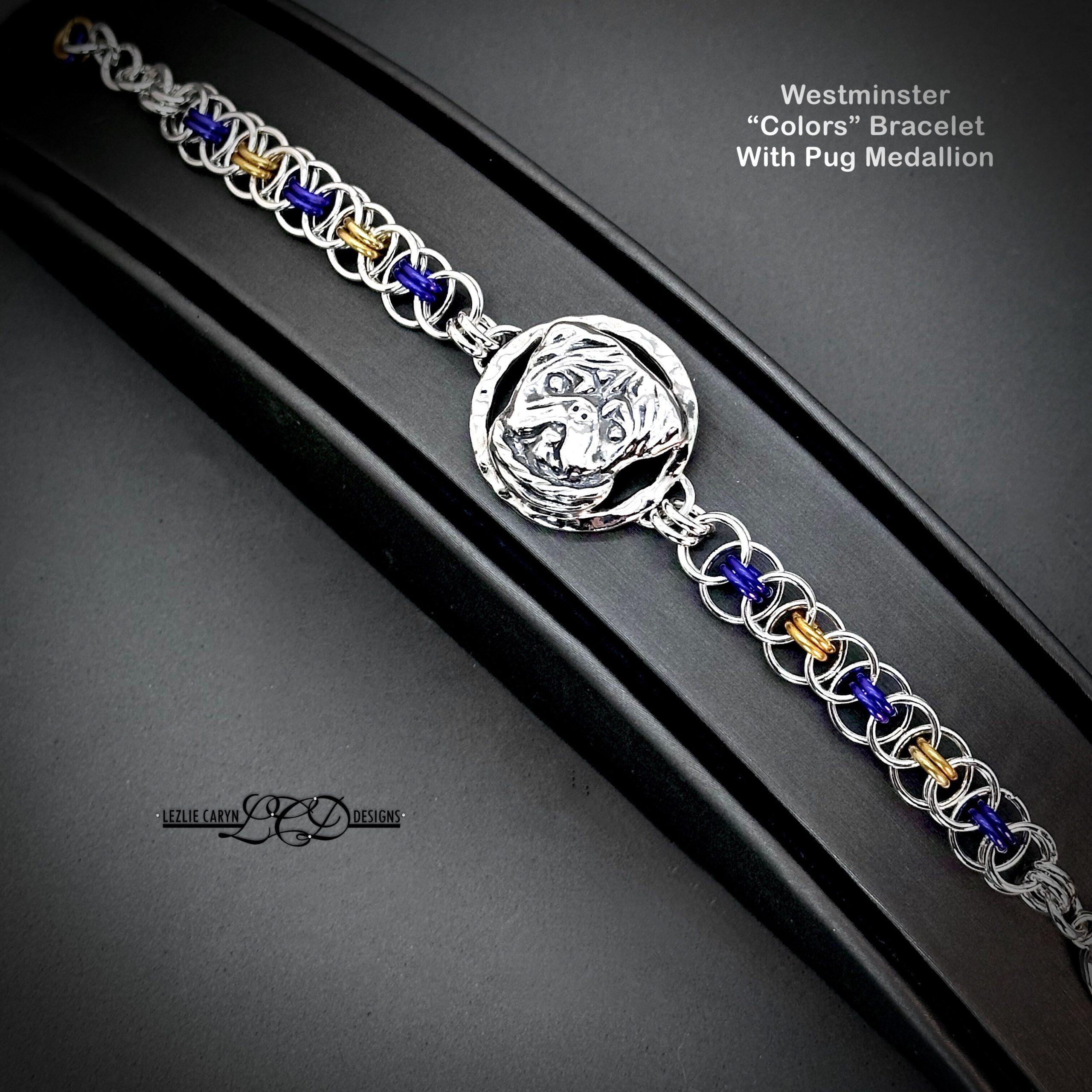Alison Colors Pug Medallion Bracelet - Westminster/Best of Breed Colors