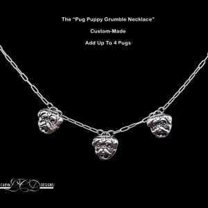 Pug Puppy Necklace on Paper Clip Chain