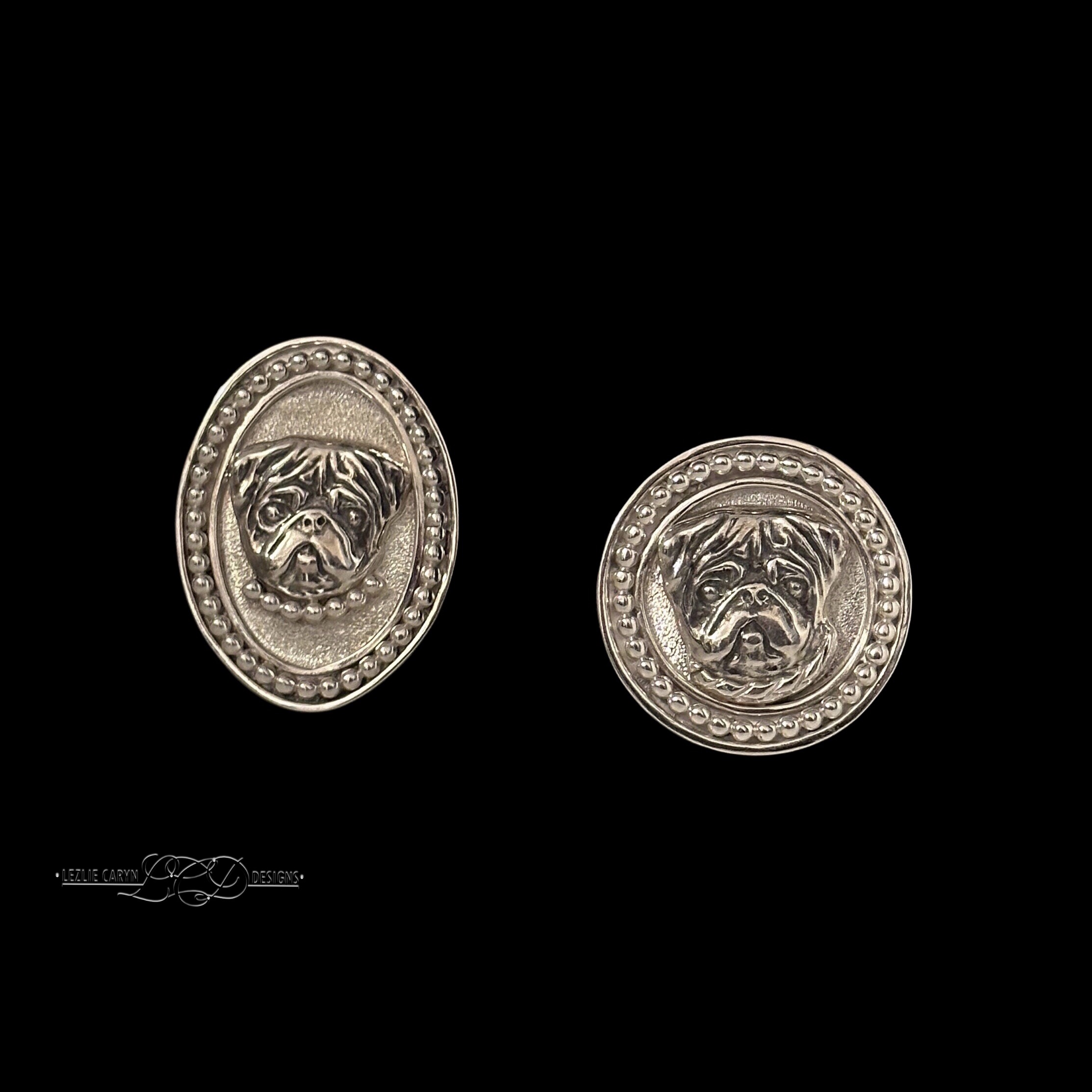 Pug Oval Cameo Pin with Pearl Collar - Image 4