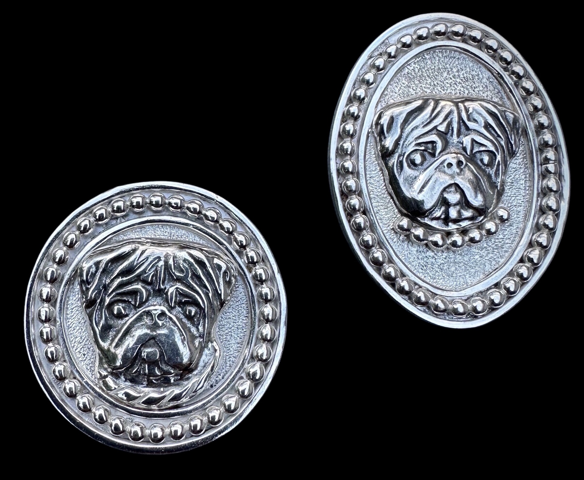 Pug Oval Cameo Pin with Pearl Collar - Image 5