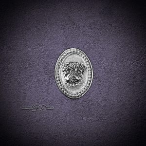 Pug Oval Cameo Pin with Pearl Collar