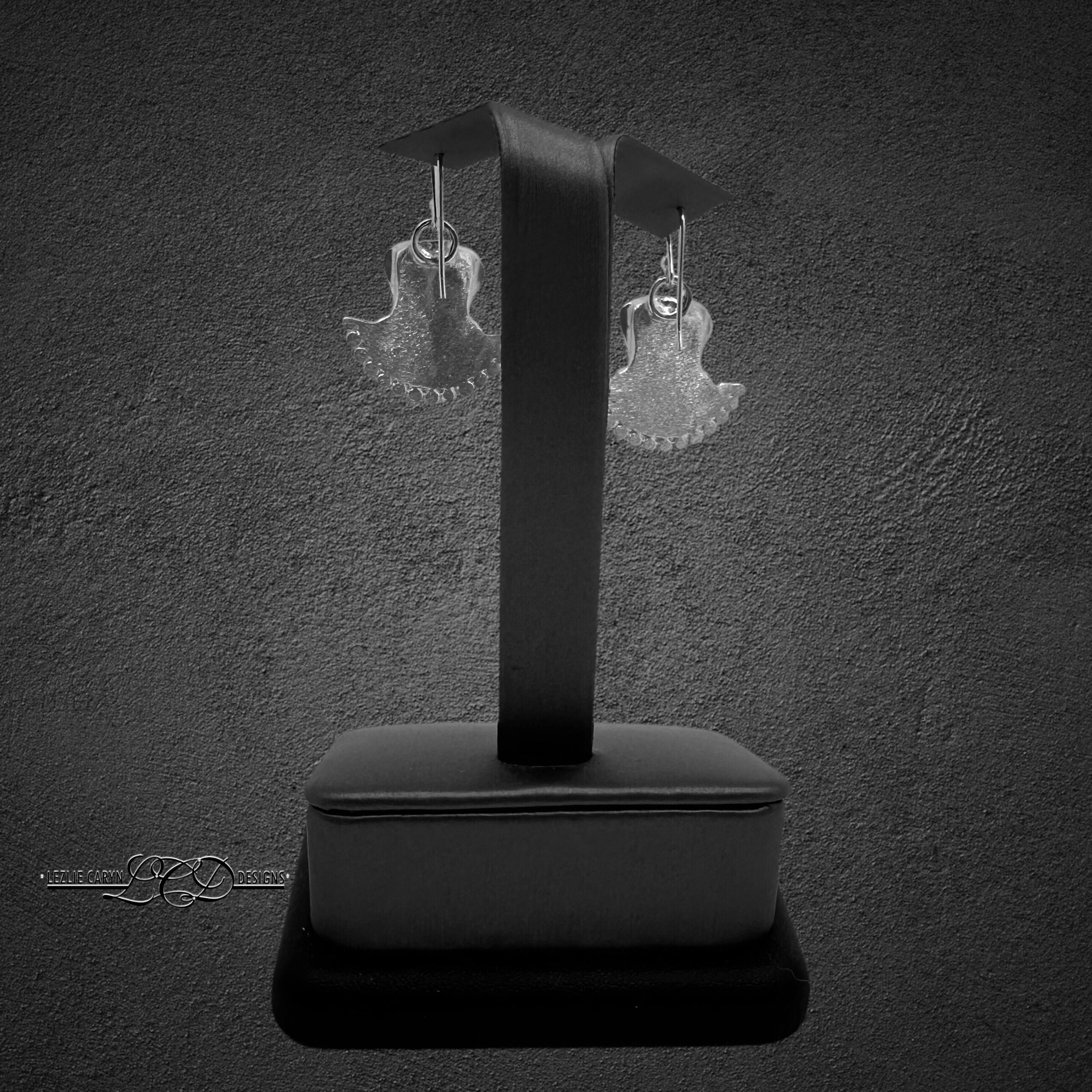 Pug with Silver Bead Collar Earrings - Image 5